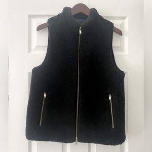 J. Crew fuzzy/furry black vest, medium